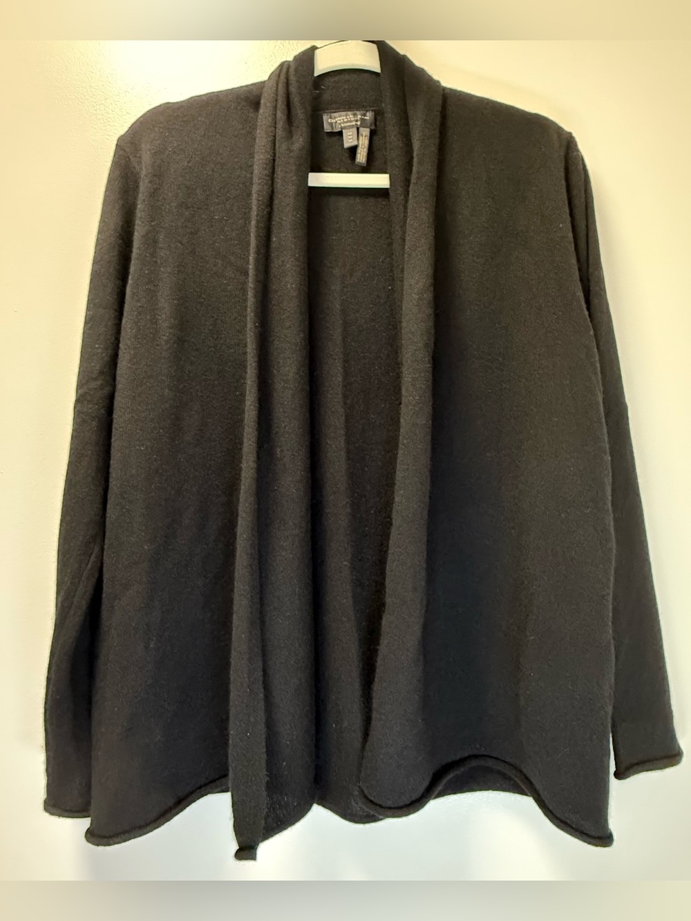 Donna Karan Cashmere Black Open Front Cardigan Sweater